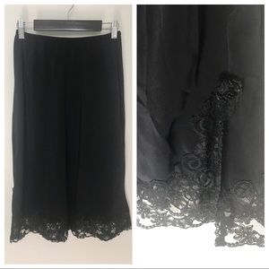 Vtg Christian Dior Black Half Slip Lace Trim S